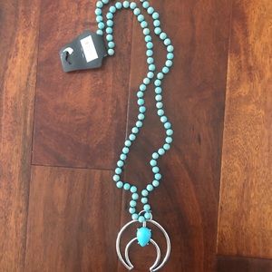 NWT Turquoise beaded crescent moon necklace